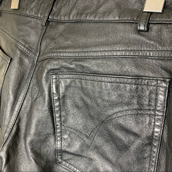 Fairweather Black Genuine Leather Pant Size 10 Motocycle Jeans Style Flare Leg - Picture 9 of 13